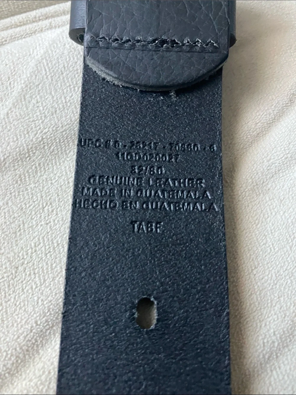 Dickies Black Leather Belt with Distressed Silver Buckle